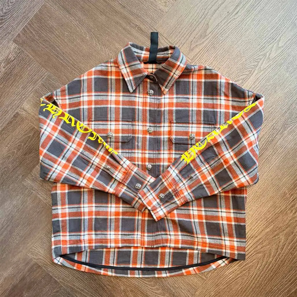 Chrome Hearts check embroidered flannel jacket