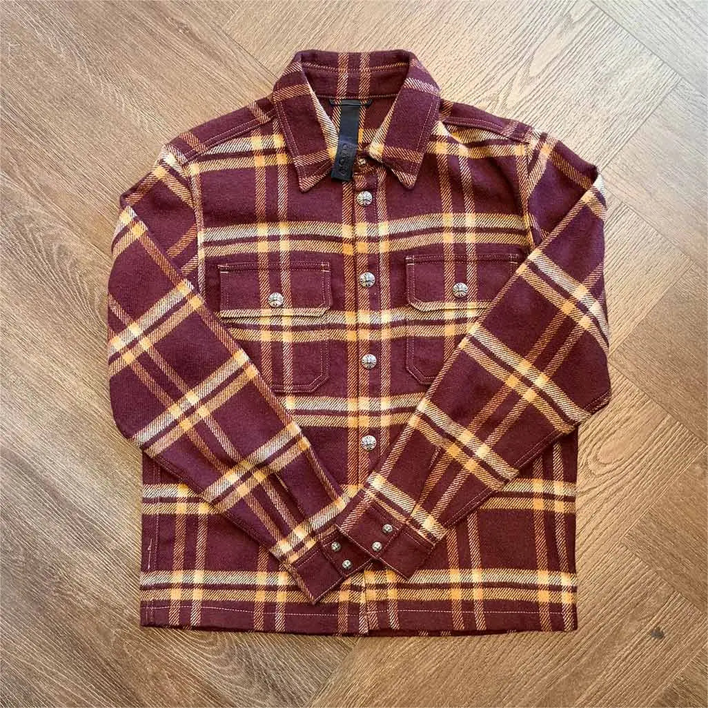 Chrome Hearts Burgundy Work Dog Flannel Jacket