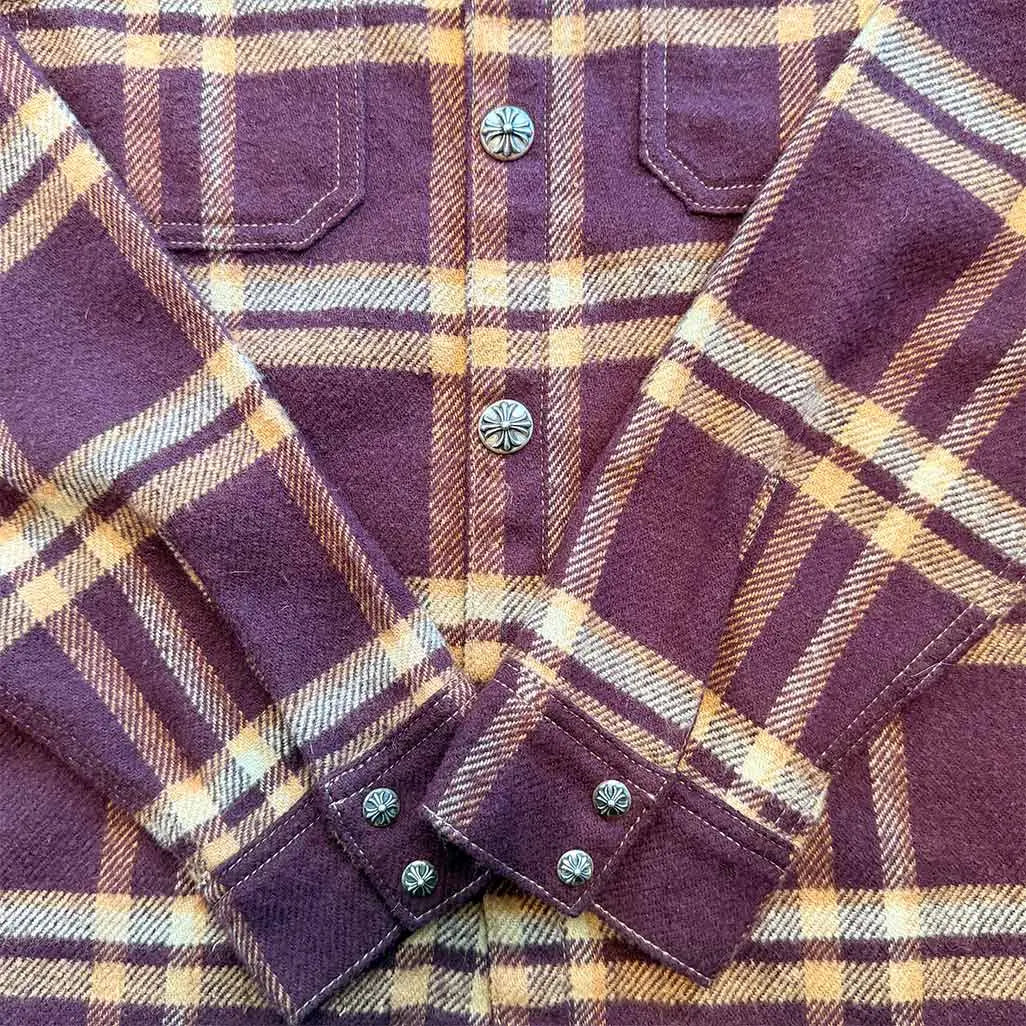 Chrome Hearts Burgundy Work Dog Flannel Jacket