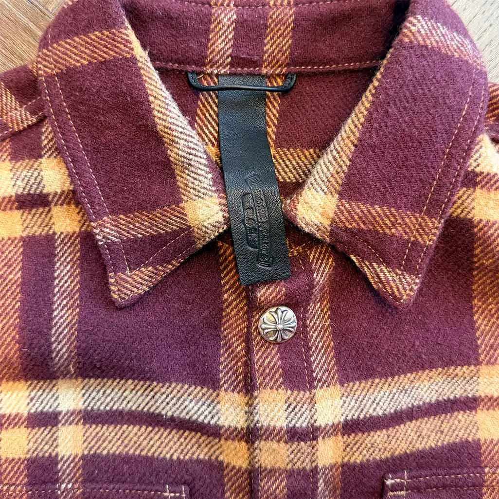 Chrome Hearts Burgundy Work Dog Flannel Jacket