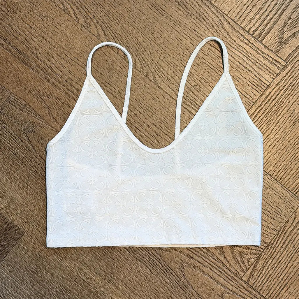 Chrome Hearts Tennis Series white Horseshoe Print Crop Tank Top