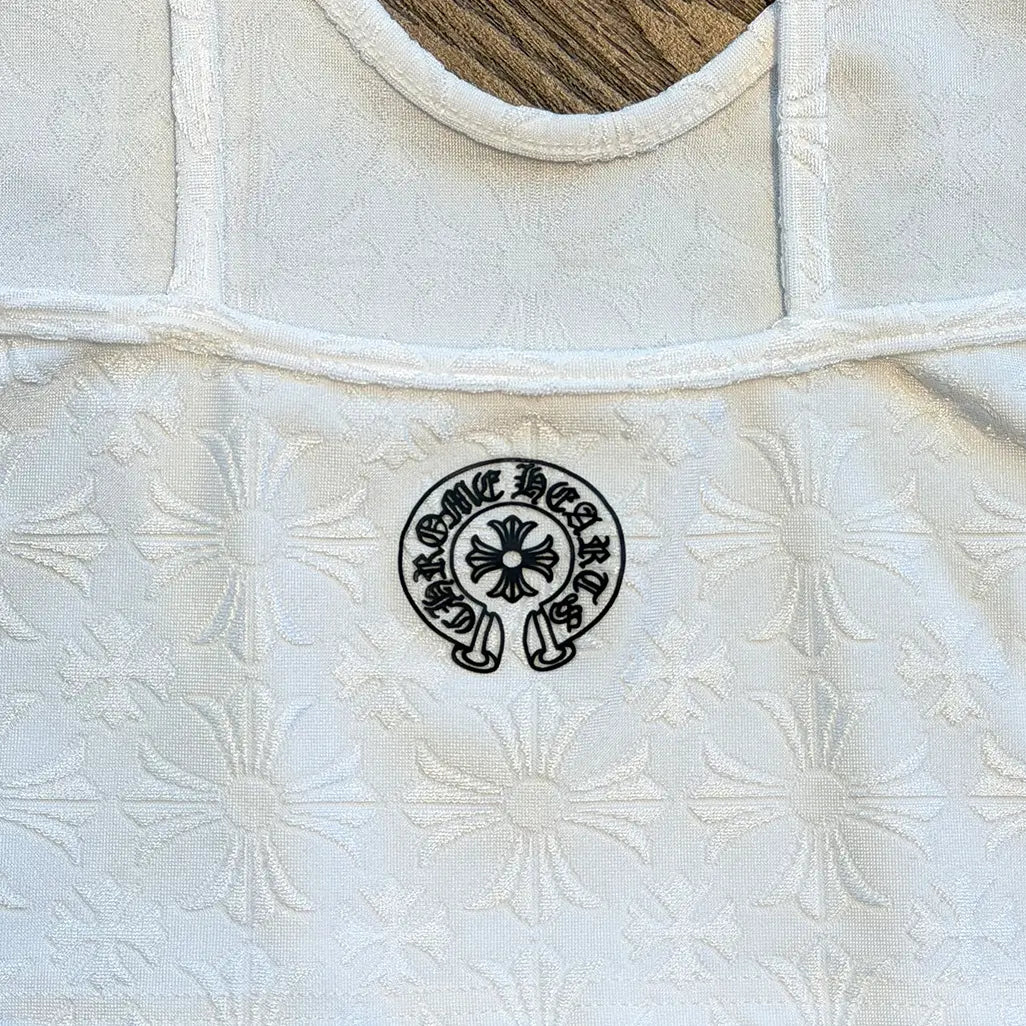 Chrome Hearts Tennis Series white Horseshoe Print Crop Tank Top