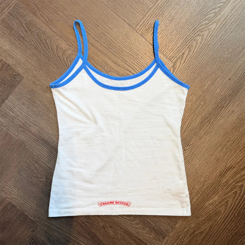 CHROME HEARTS WHITE&BLUE HORSESHOE LOGO TANK TOP