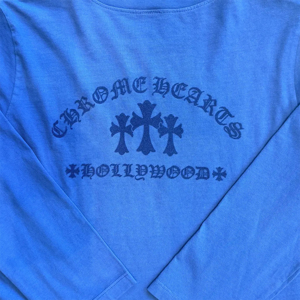 Chrome Hearts Blue Cross Long Sleeve T-Shirt