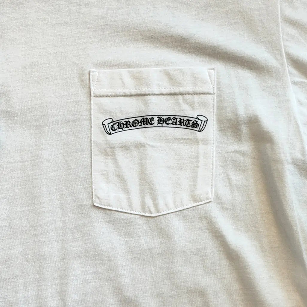 Chrome Hearts  Scroll Logo Pocket T-shirt White