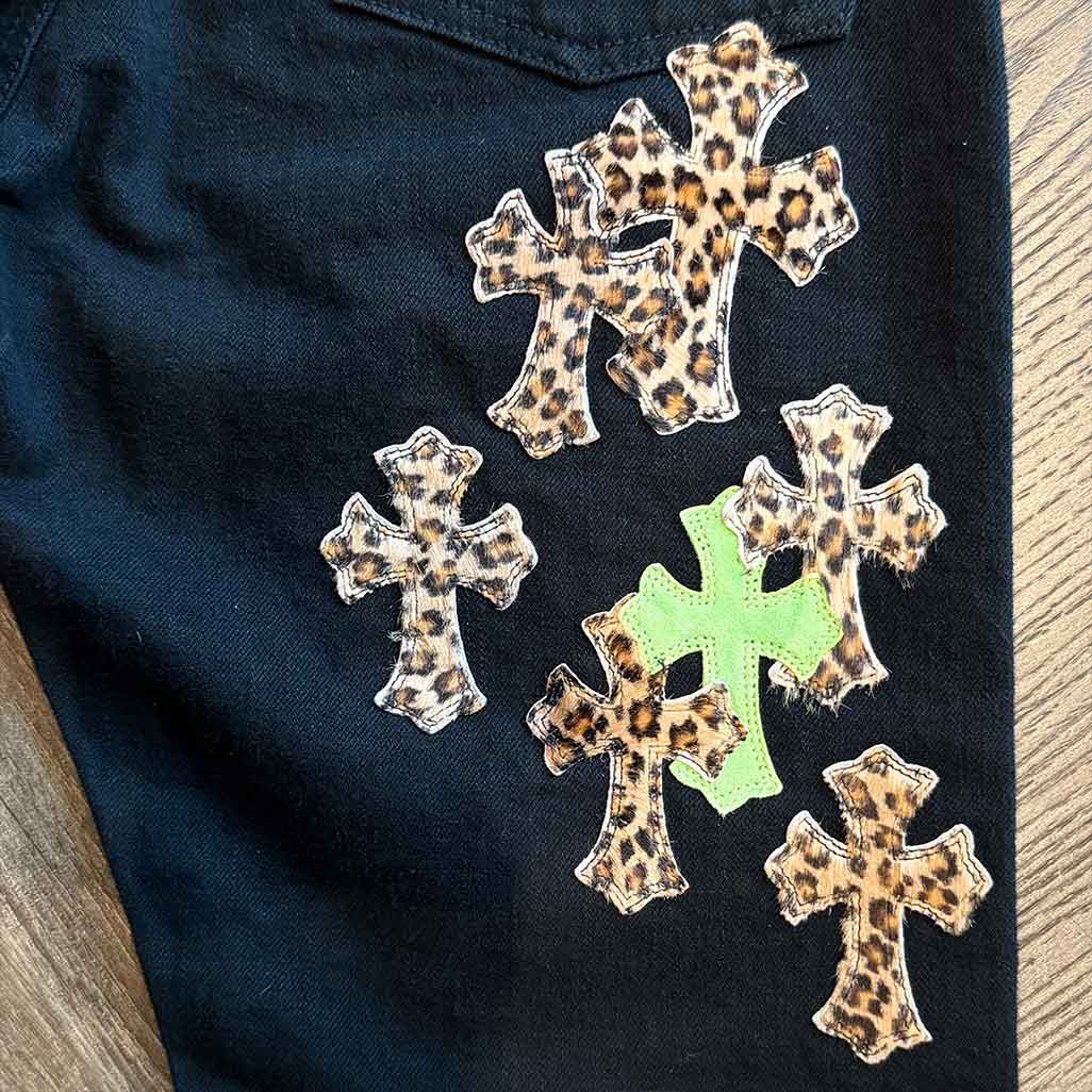 Chrome Hearts Cross Patch Denim 'Black/Green/Cheetah'