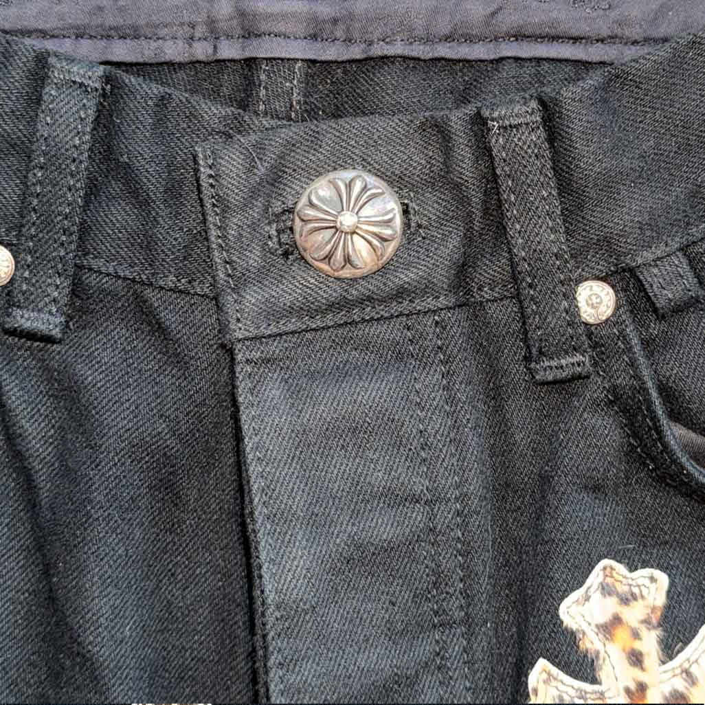 Chrome Hearts Cross Patch Denim 'Black/Green/Cheetah'