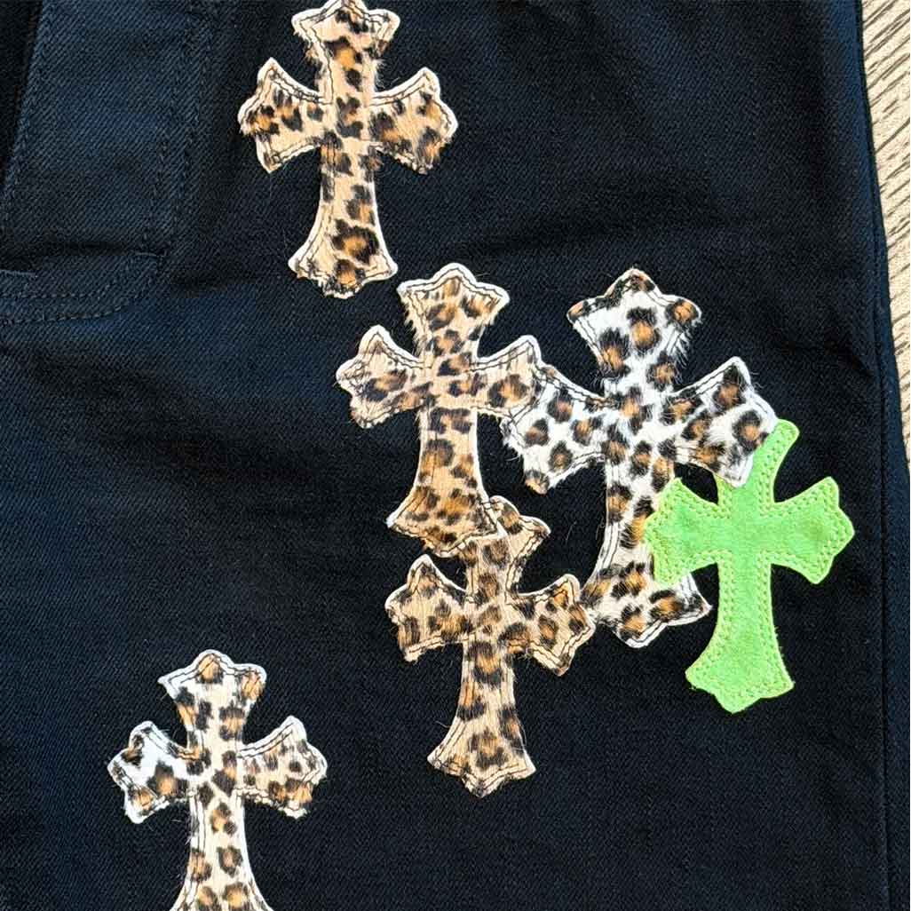 Chrome Hearts Cross Patch Denim 'Black/Green/Cheetah'