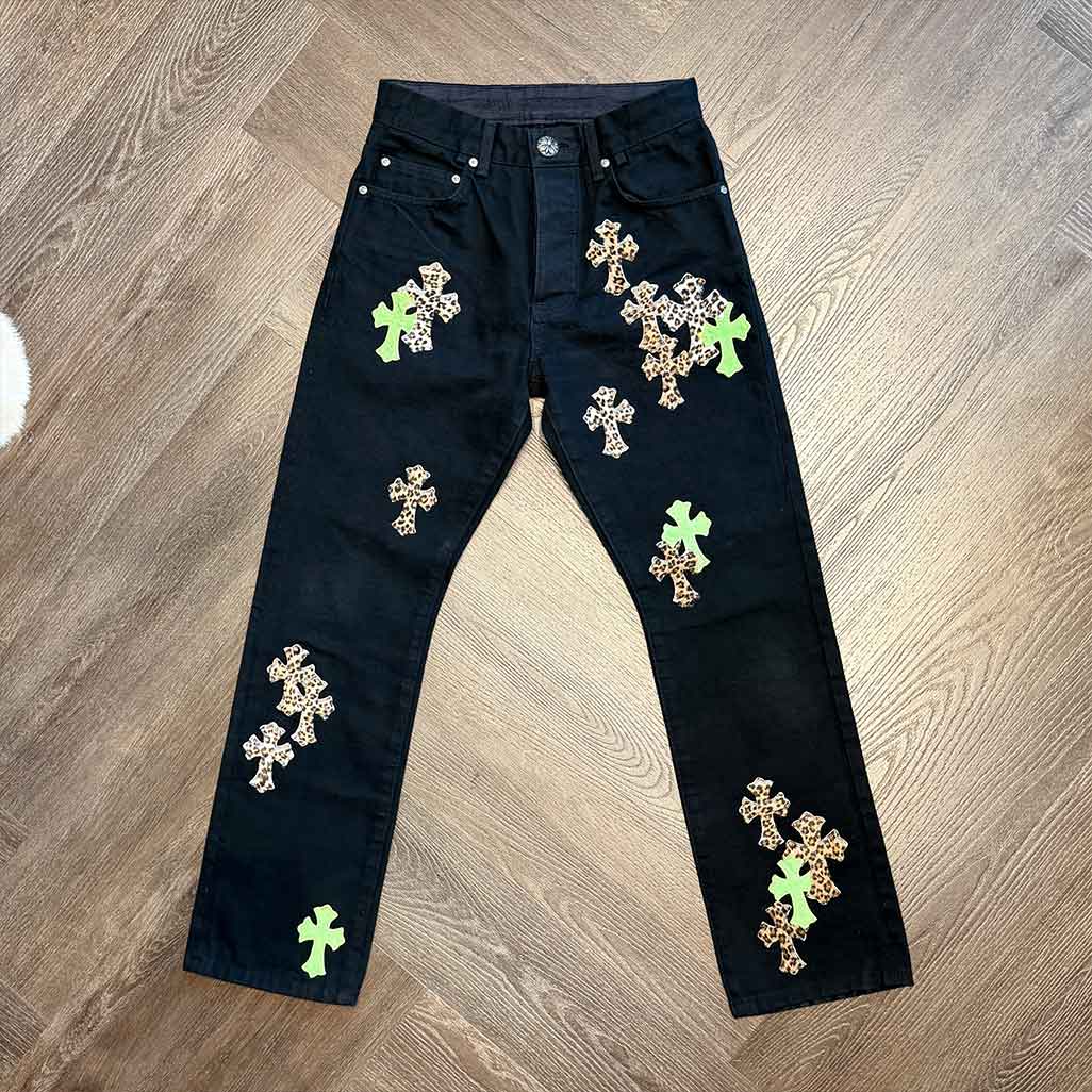 Chrome Hearts Cross Patch Denim 'Black/Green/Cheetah'