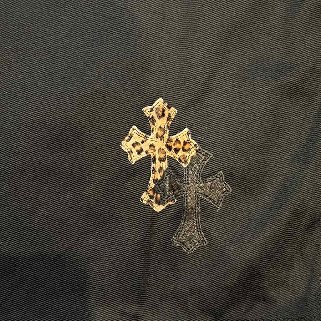 Chrome Hearts Jacket Work Dog Leopard Cross Black COND